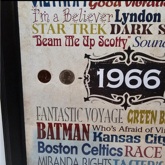 A Year In Time Celebration Wall Frame Collection 1966 With COA 14" × 16" - Picture 3 of 9